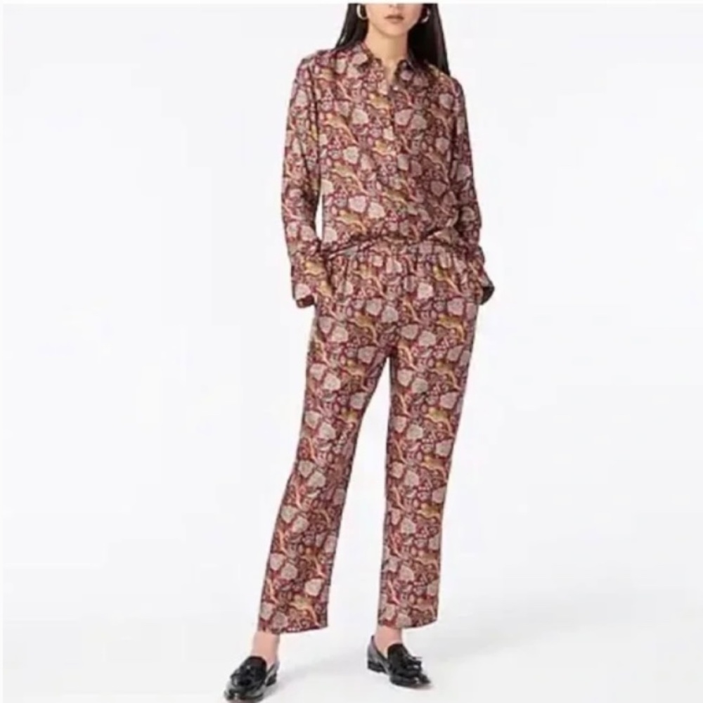 Jcrew Collection silk twill jungle cat print pants